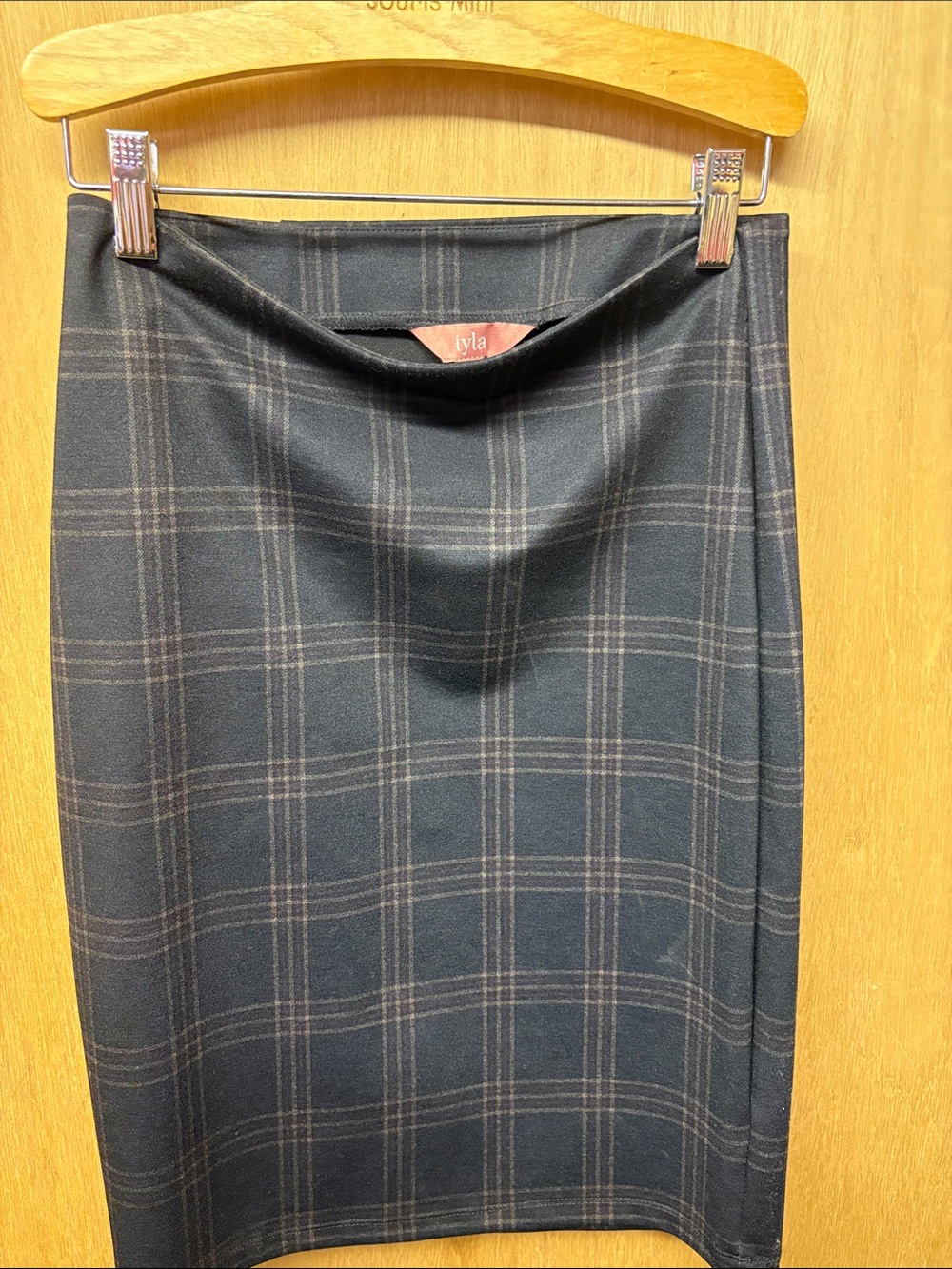 Iyla Black Plaid Pencil Skirt